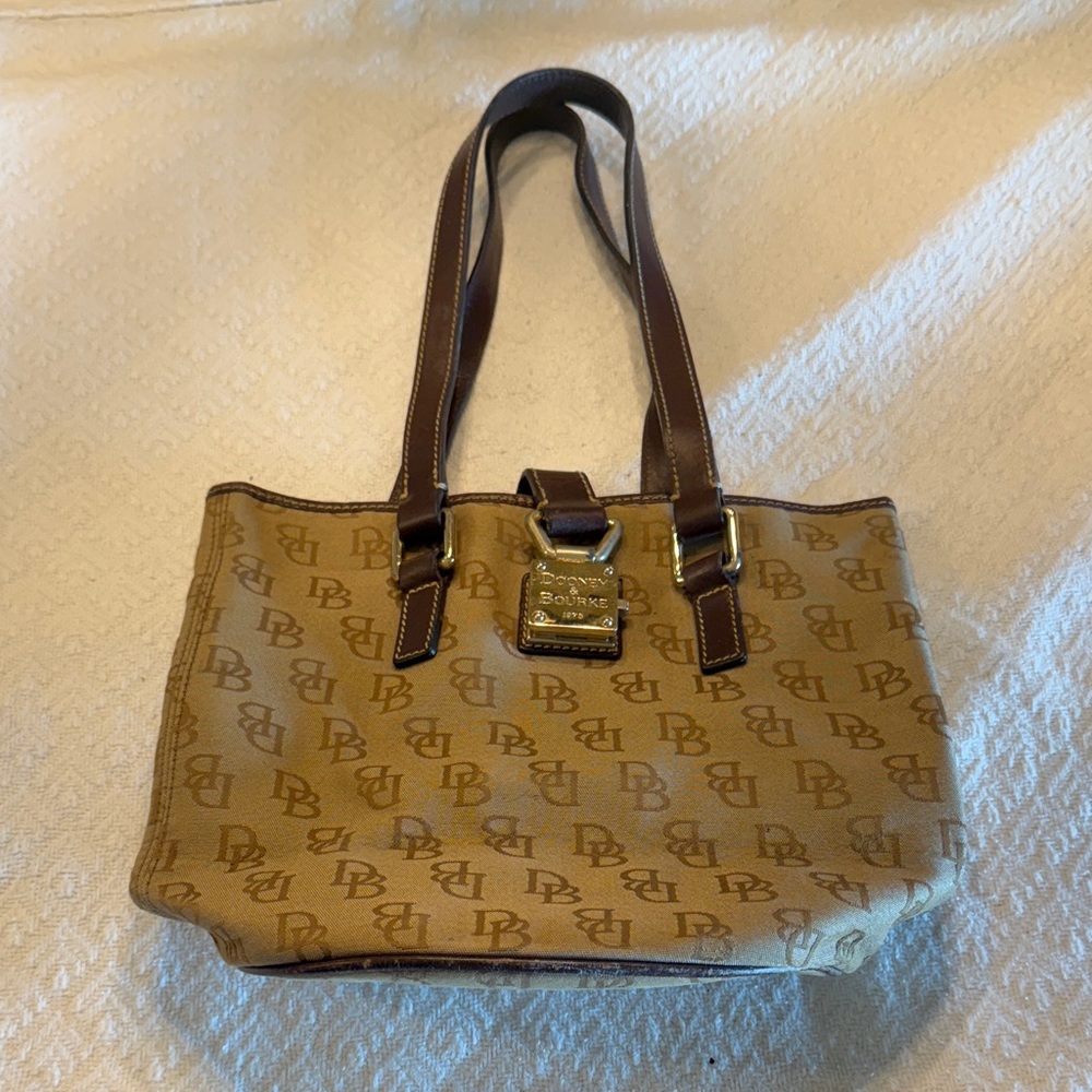 Dooney & Bourke Brown Logo Shoulder Purse 9.5” tall